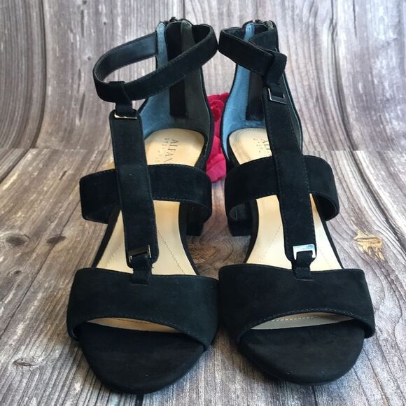 ALFANI Elianaa Black Suede Step 'N Flex Suede Dress Sandals 9M - Picture 8 of 8